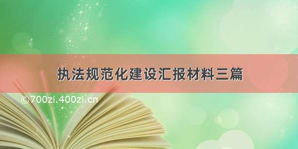 执法规范化建设汇报材料三篇