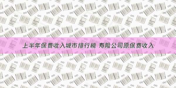 上半年保费收入城市排行榜 寿险公司原保费收入