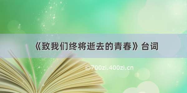 《致我们终将逝去的青春》台词