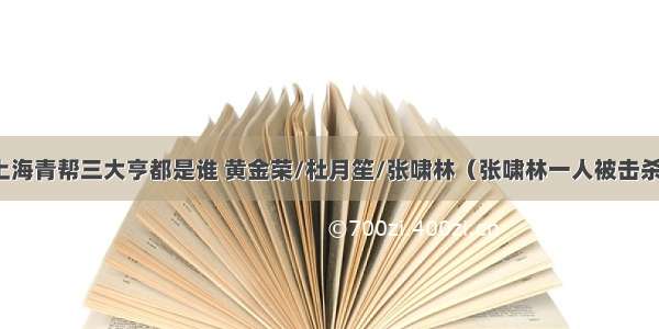 上海青帮三大亨都是谁 黄金荣/杜月笙/张啸林（张啸林一人被击杀）