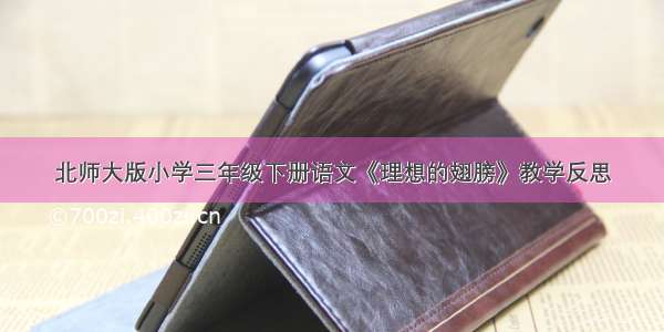 北师大版小学三年级下册语文《理想的翅膀》教学反思