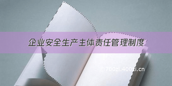 企业安全生产主体责任管理制度