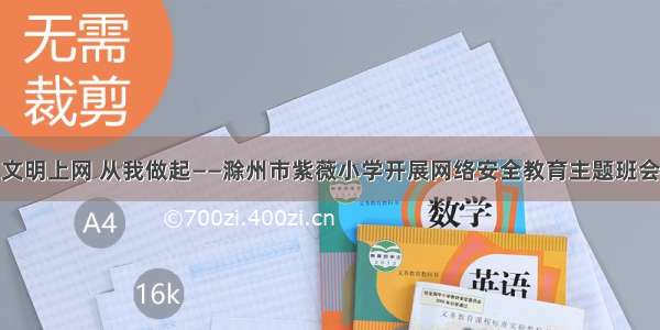 文明上网 从我做起——滁州市紫薇小学开展网络安全教育主题班会