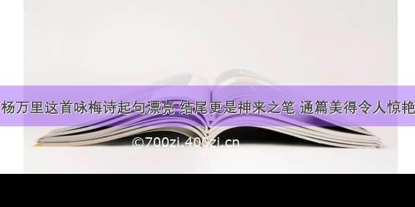 杨万里这首咏梅诗起句漂亮 结尾更是神来之笔 通篇美得令人惊艳