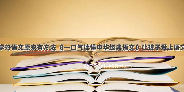 学好语文原来有方法 《一口气读懂中华经典语文》让孩子爱上语文