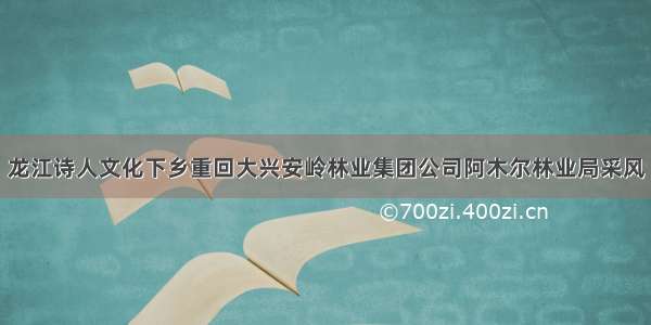 龙江诗人文化下乡重回大兴安岭林业集团公司阿木尔林业局采风