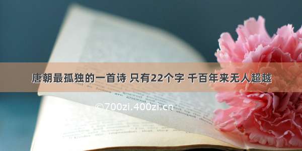 唐朝最孤独的一首诗 只有22个字 千百年来无人超越