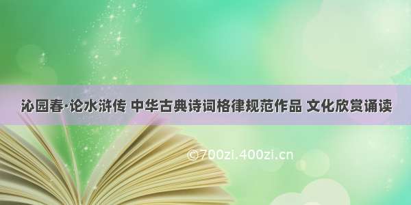 沁园春·论水浒传 中华古典诗词格律规范作品 文化欣赏诵读