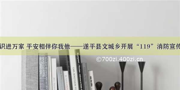 消防常识进万家 平安相伴你我他——遂平县文城乡开展“119”消防宣传月活动