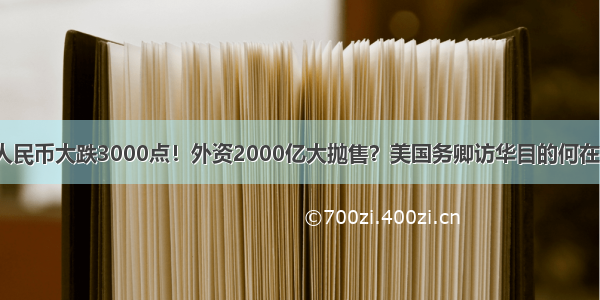 人民币大跌3000点！外资2000亿大抛售？美国务卿访华目的何在？