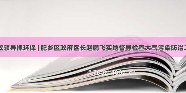 党政领导抓环保 | 肥乡区政府区长赵鹏飞实地督导检查大气污染防治工作