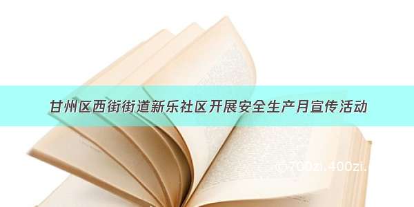 甘州区西街街道新乐社区开展安全生产月宣传活动