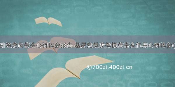 党建引领党员带头心得体会报告 基层党员发挥模范带头作用心得体会(三篇)