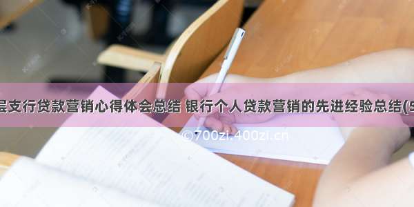 基层支行贷款营销心得体会总结 银行个人贷款营销的先进经验总结(5篇)