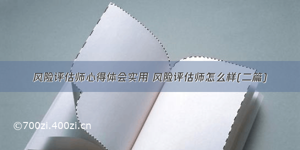 风险评估师心得体会实用 风险评估师怎么样(二篇)