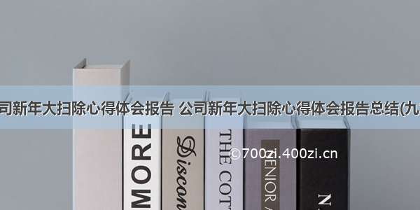 公司新年大扫除心得体会报告 公司新年大扫除心得体会报告总结(九篇)