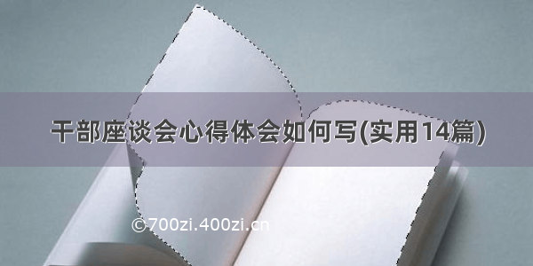 干部座谈会心得体会如何写(实用14篇)