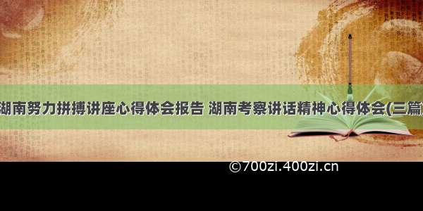 湖南努力拼搏讲座心得体会报告 湖南考察讲话精神心得体会(三篇)