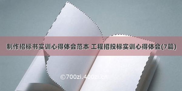 制作招标书实训心得体会范本 工程招投标实训心得体会(7篇)