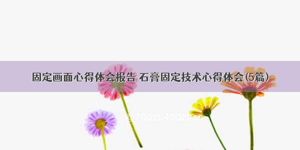 固定画面心得体会报告 石膏固定技术心得体会(5篇)