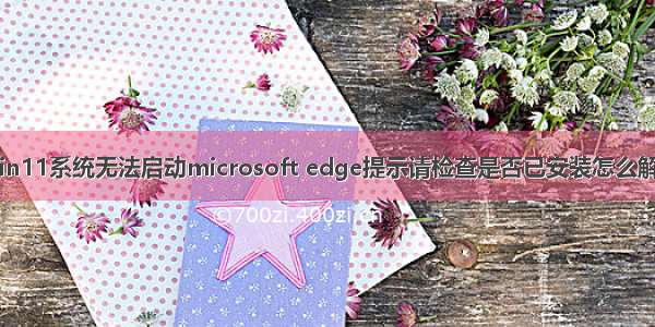 Win11系统无法启动microsoft edge提示请检查是否已安装怎么解决