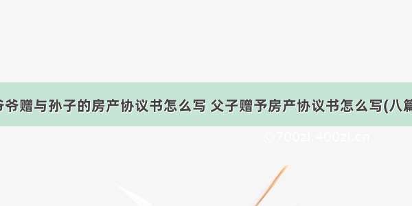 爷爷赠与孙子的房产协议书怎么写 父子赠予房产协议书怎么写(八篇)