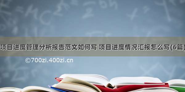 项目进度管理分析报告范文如何写 项目进度情况汇报怎么写(6篇)