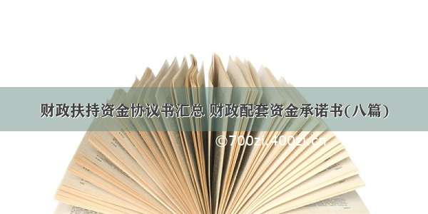 财政扶持资金协议书汇总 财政配套资金承诺书(八篇)