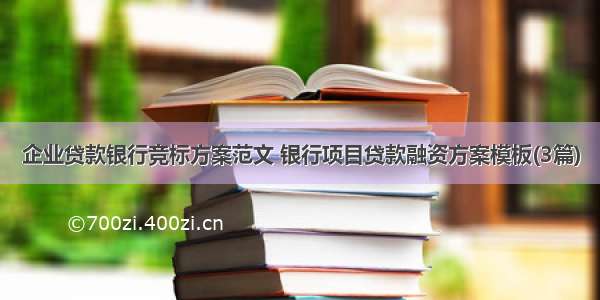 企业贷款银行竞标方案范文 银行项目贷款融资方案模板(3篇)