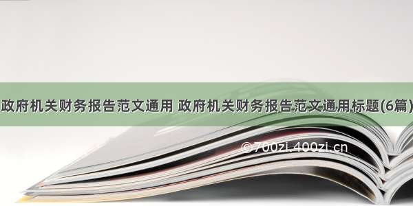 政府机关财务报告范文通用 政府机关财务报告范文通用标题(6篇)