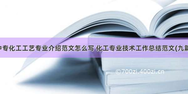 中专化工工艺专业介绍范文怎么写 化工专业技术工作总结范文(九篇)