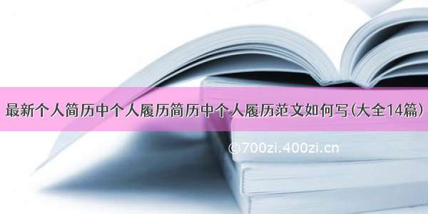 最新个人简历中个人履历简历中个人履历范文如何写(大全14篇)