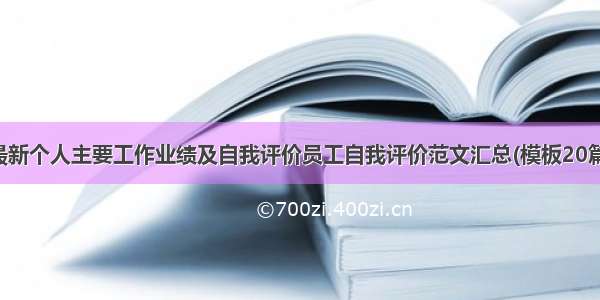 最新个人主要工作业绩及自我评价员工自我评价范文汇总(模板20篇)