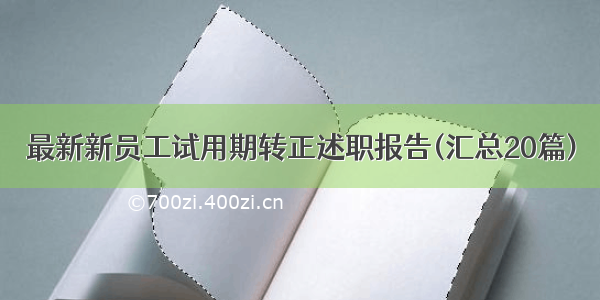 最新新员工试用期转正述职报告(汇总20篇)