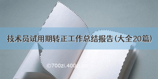 技术员试用期转正工作总结报告(大全20篇)