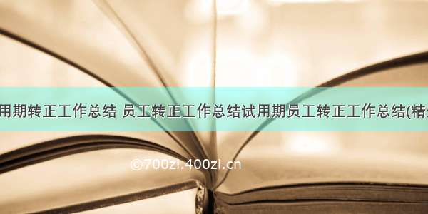 员工试用期转正工作总结 员工转正工作总结试用期员工转正工作总结(精选14篇)