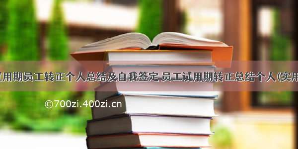 最新试用期员工转正个人总结及自我签定 员工试用期转正总结个人(实用17篇)