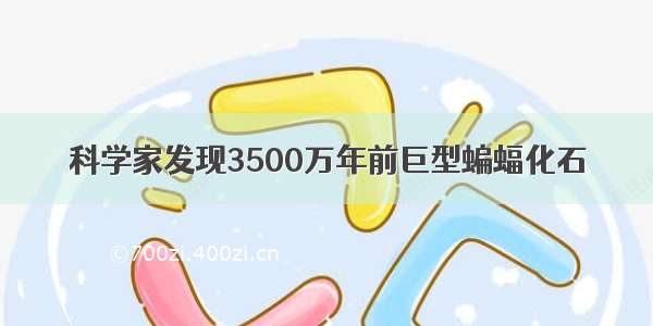 科学家发现3500万年前巨型蝙蝠化石