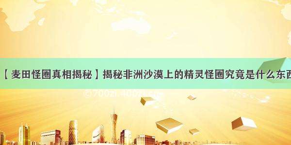 【麦田怪圈真相揭秘】揭秘非洲沙漠上的精灵怪圈究竟是什么东西