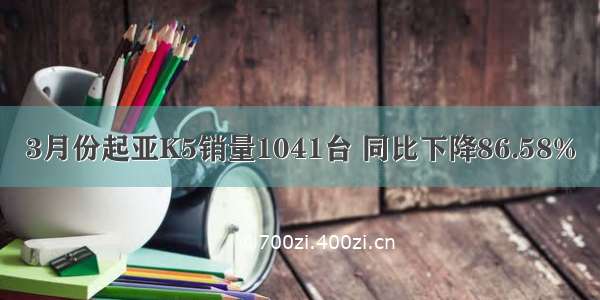 3月份起亚K5销量1041台 同比下降86.58%