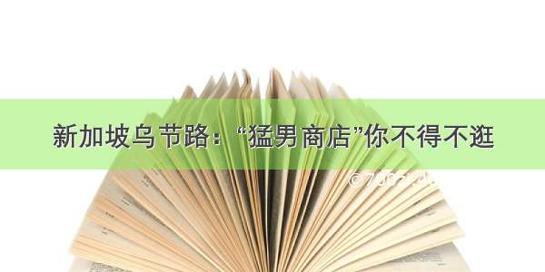 新加坡乌节路：“猛男商店”你不得不逛