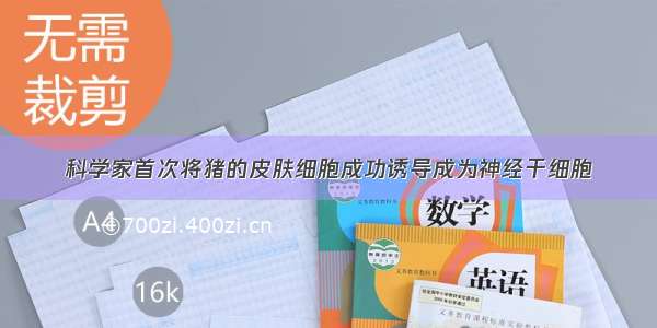 科学家首次将猪的皮肤细胞成功诱导成为神经干细胞