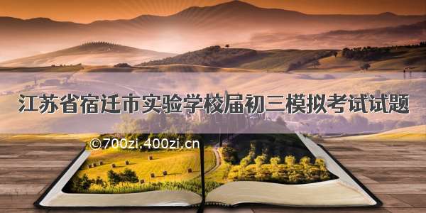 江苏省宿迁市实验学校届初三模拟考试试题