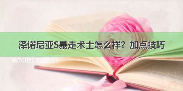 泽诺尼亚S暴走术士怎么样？加点技巧