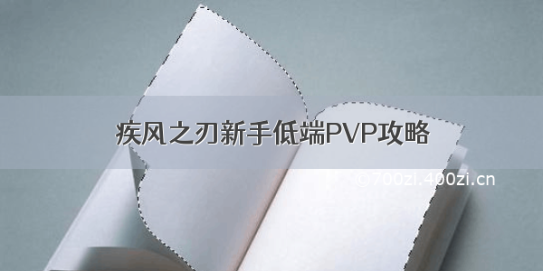 疾风之刃新手低端PVP攻略