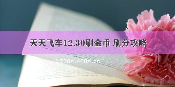 天天飞车12.30刷金币 刷分攻略