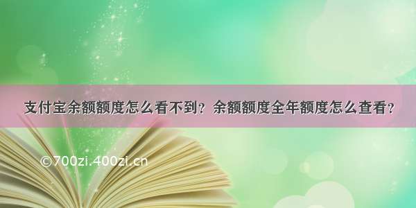 支付宝余额额度怎么看不到？余额额度全年额度怎么查看？