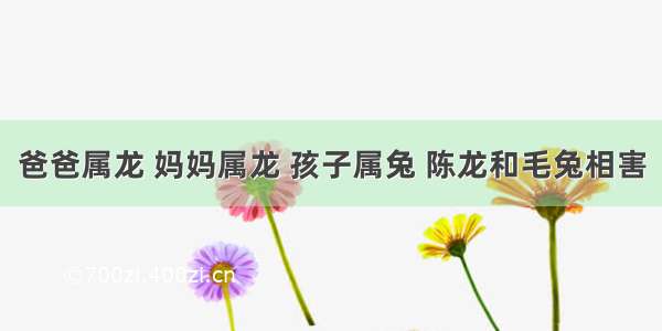 爸爸属龙 妈妈属龙 孩子属兔 陈龙和毛兔相害