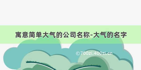 寓意简单大气的公司名称-大气的名字