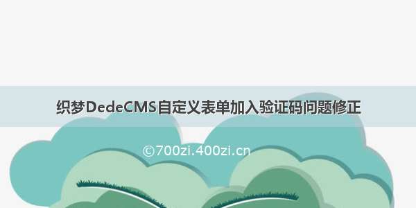 织梦DedeCMS自定义表单加入验证码问题修正